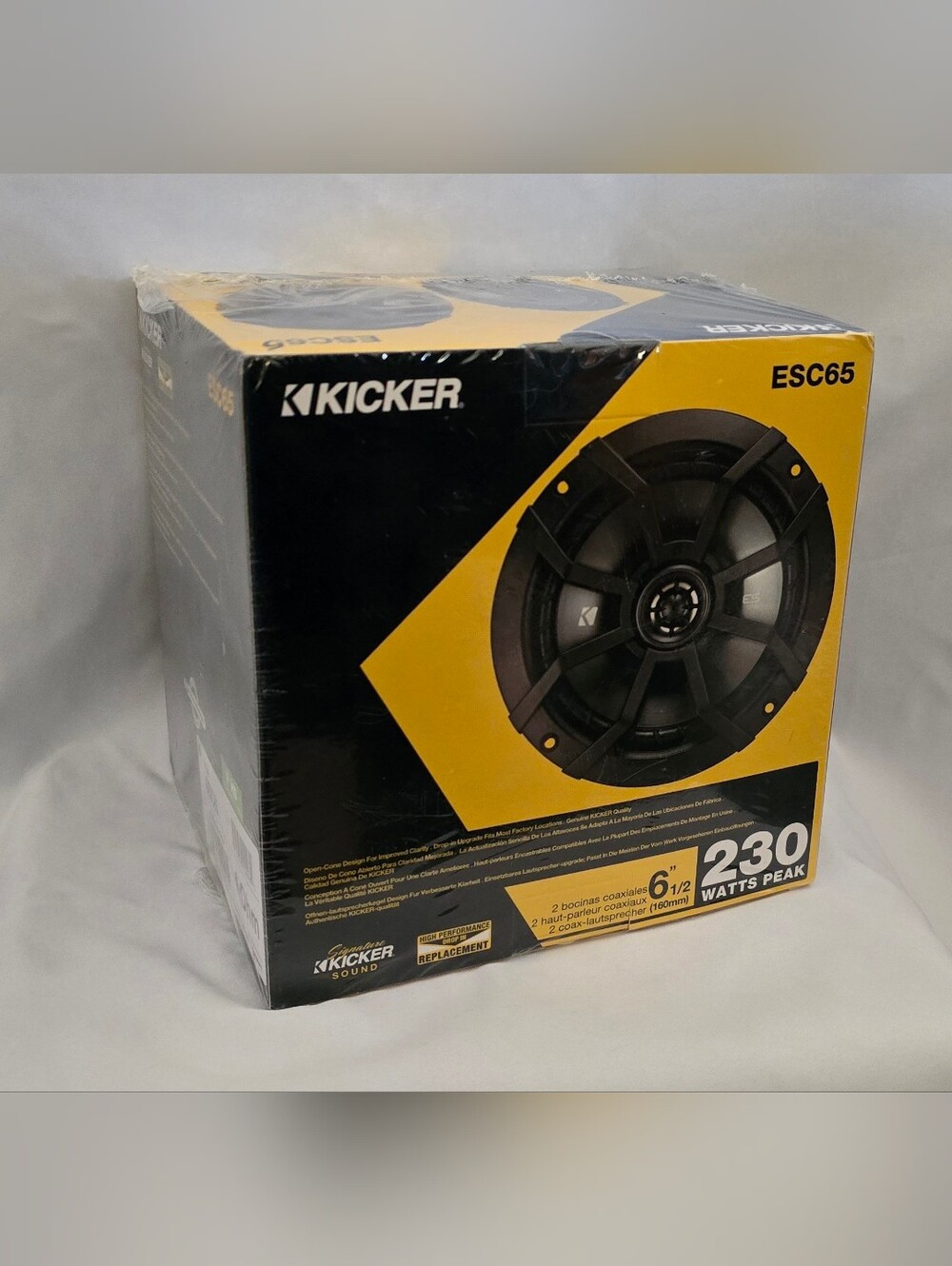 BRAND NEW - Still In Box -  Kicker 6.5" Car Speakers - Black and Yellow Box